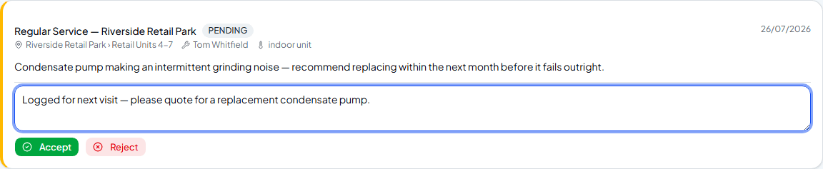 Issue with an admin note being added before accepting